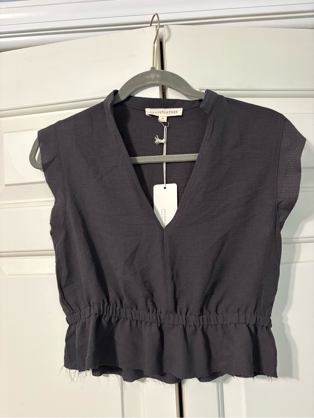 Broadslake Black V-Neck Peplum Blouse